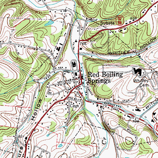 Topographic Map of Red Boiling Springs, TN