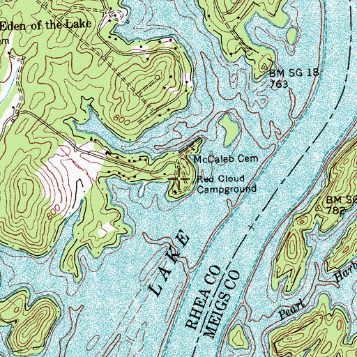 Topographic Map of Red Cloud Campground, TN