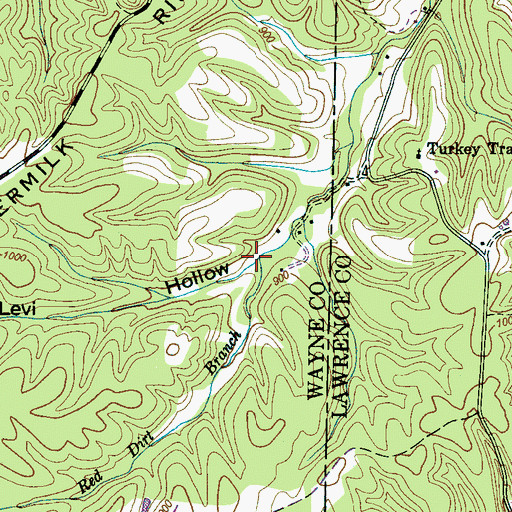 Topographic Map of Red Dirt Branch, TN