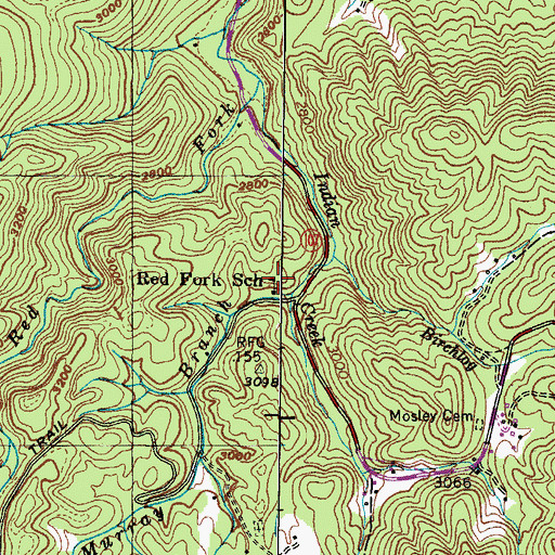 Topographic Map of Red Fork School, TN