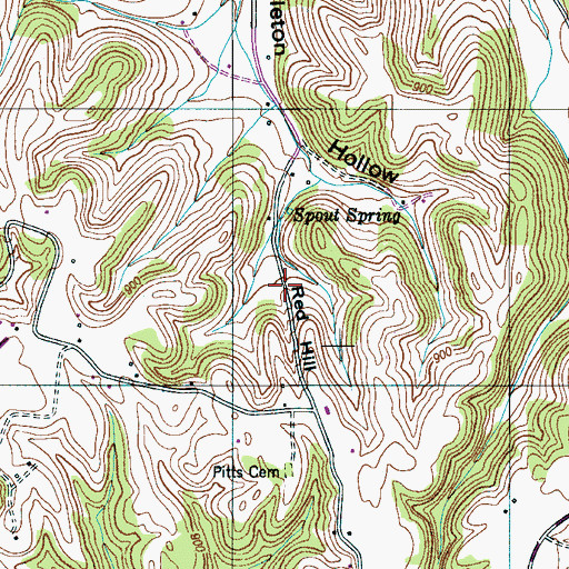 Topographic Map of Red Hill, TN