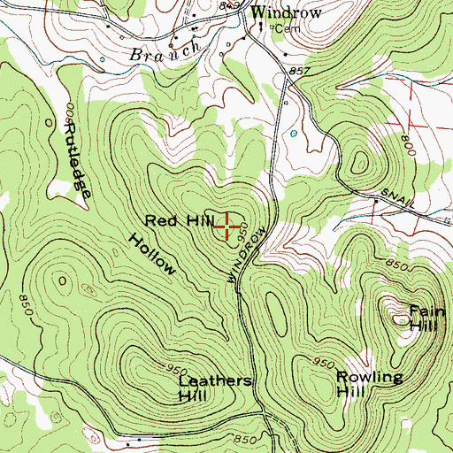 Topographic Map of Red Hill, TN
