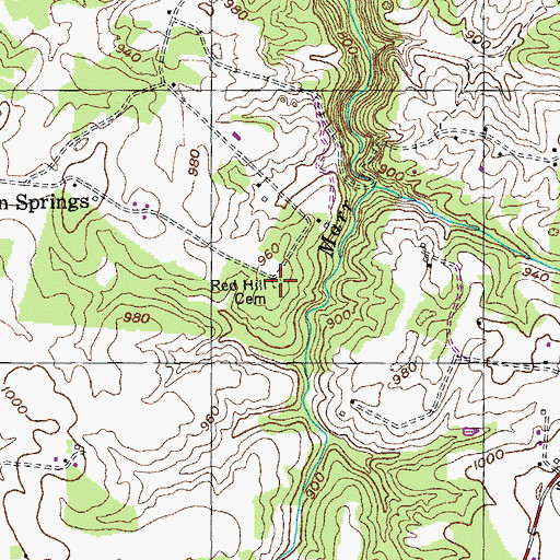 Topographic Map of Red Hill Cemetery, TN