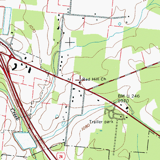 Topographic Map of Red Hill Church, TN