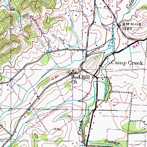 Topographic Map of Red Hill Church, TN