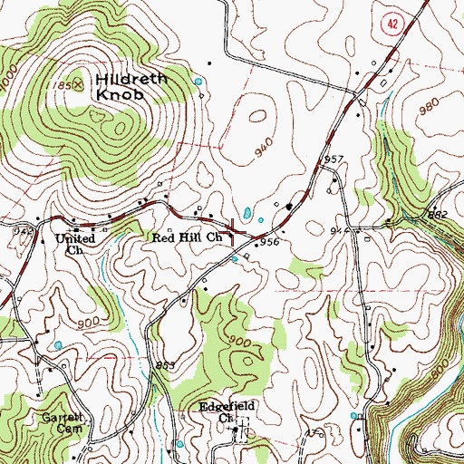 Topographic Map of Red Hill Church, TN