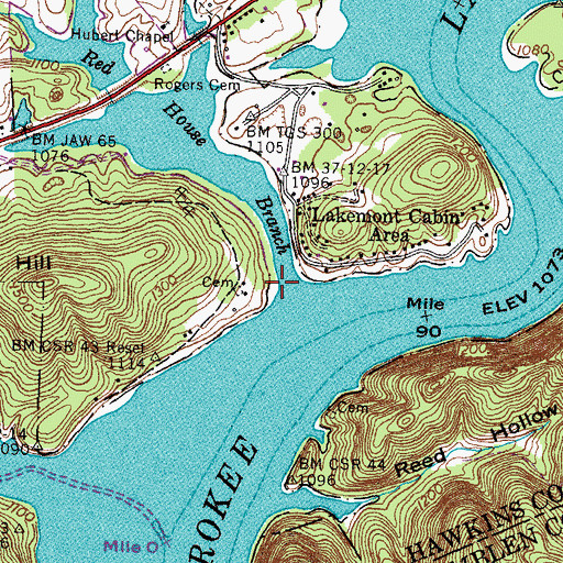 Topographic Map of Red House Branch, TN