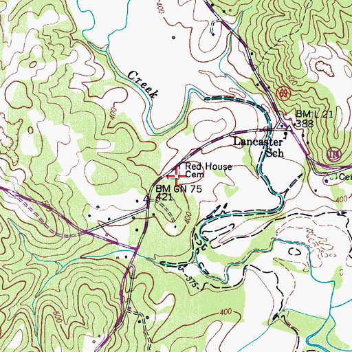 Topographic Map of Red House Cemetery, TN