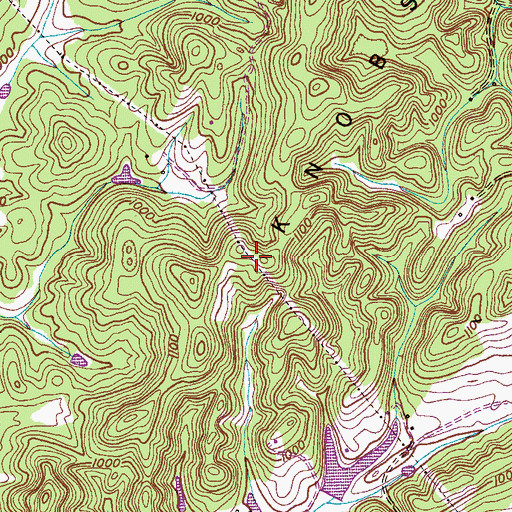 Topographic Map of Red Knobs, TN