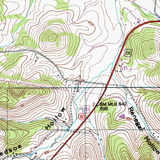 Topographic Map of Red Oak School, TN