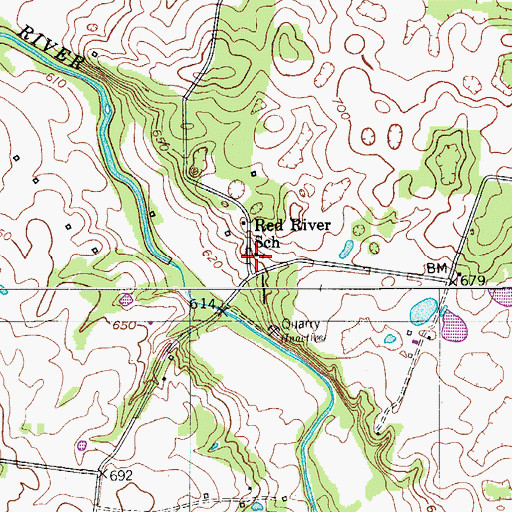 Topographic Map of Red River School, TN