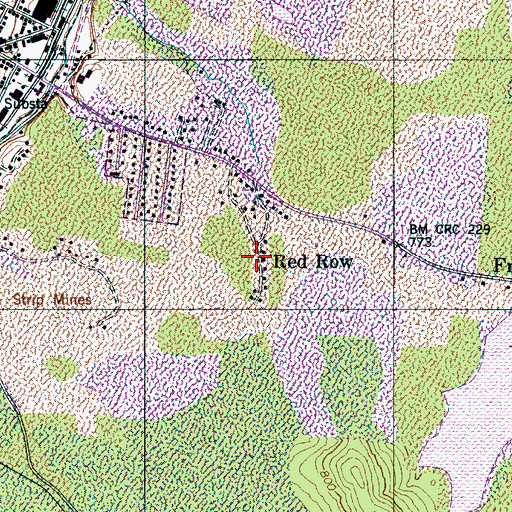 Topographic Map of Red Row, TN