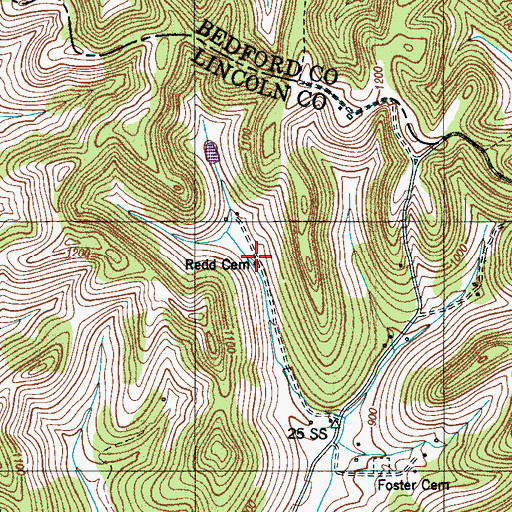 Topographic Map of Redd Cemetery, TN