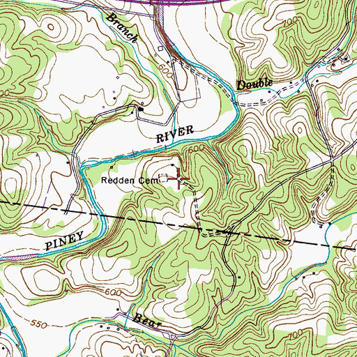 Topographic Map of Redden Cemetery, TN