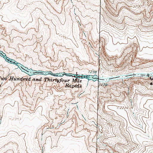 Topographic Map of Two Hundred and Thirtyfour Mile Rapids, AZ