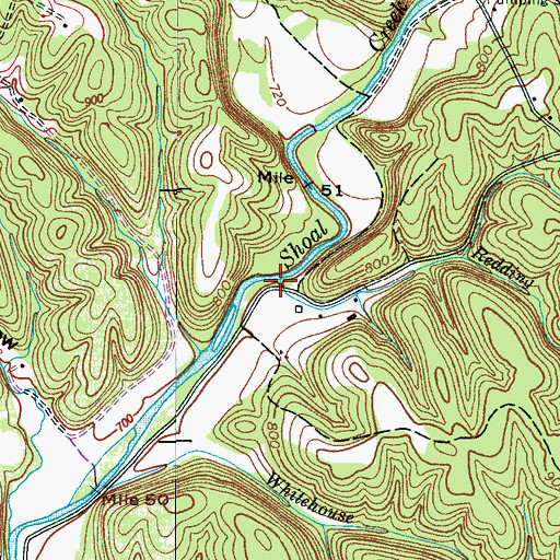 Topographic Map of Redding Branch, TN