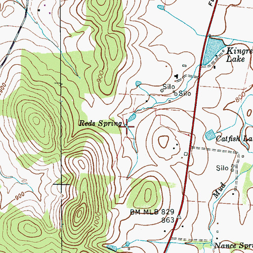 Topographic Map of Reds Spring, TN