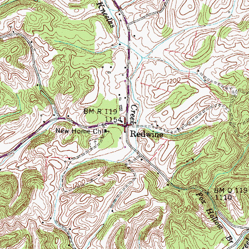 Topographic Map of Redwine, TN