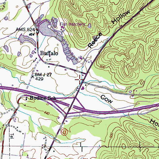 Topographic Map of Reece Hollow, TN