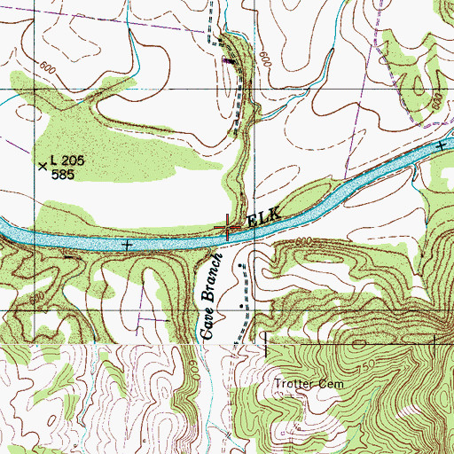 Topographic Map of Reed Branch, TN
