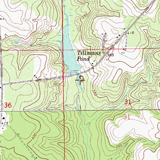 Topographic Map of Tillman Lake Dam, AL