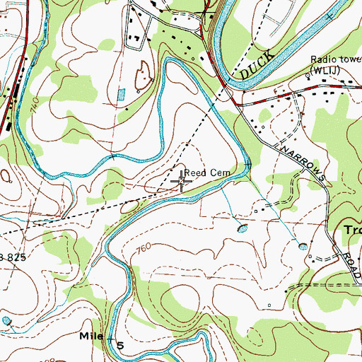 Topographic Map of Reed Cemetery, TN