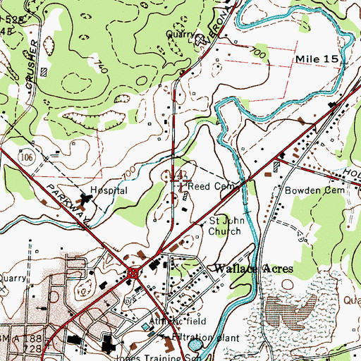 Topographic Map of Reed Cemetery, TN