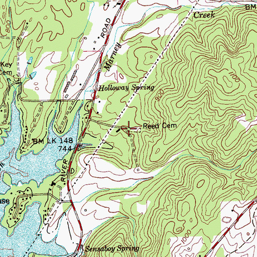 Topographic Map of Reed Cemetery, TN