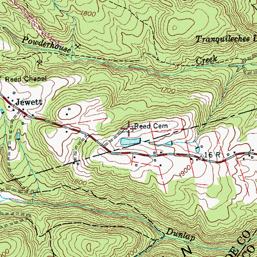 Topographic Map of Reed Cemetery, TN