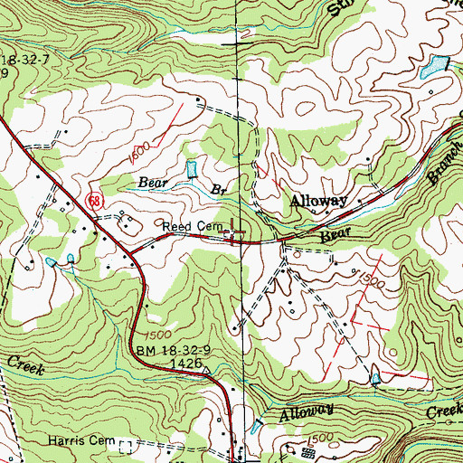 Topographic Map of Reed Cemetery, TN