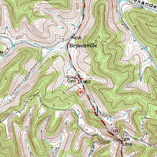 Topographic Map of Reed Cemetery, TN