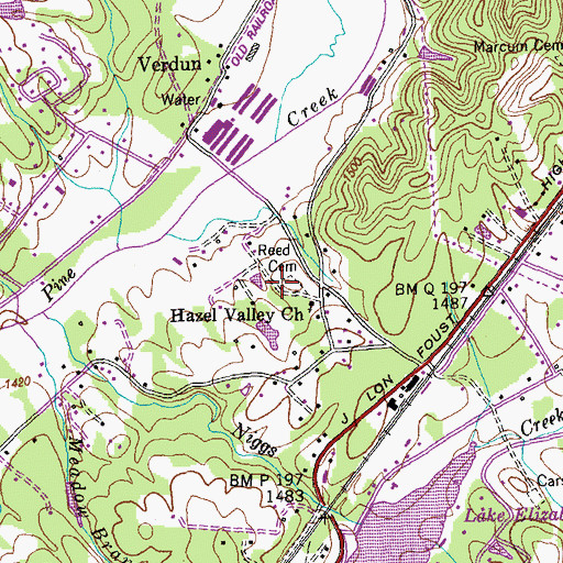 Topographic Map of Reed Cemetery, TN