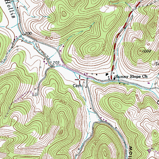 Topographic Map of Reed Hollow, TN