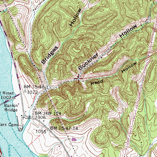 Topographic Map of Reed Hollow, TN