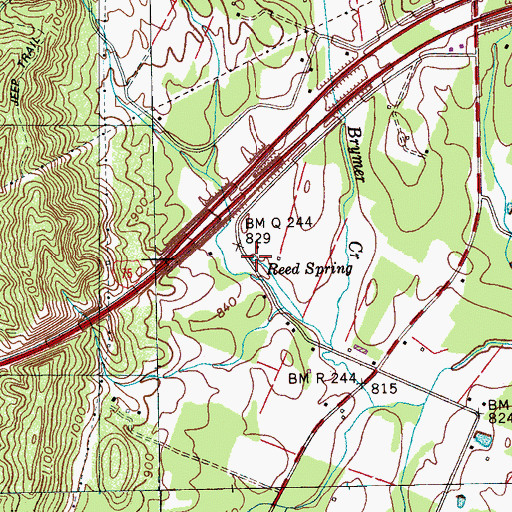 Topographic Map of Reed Spring, TN
