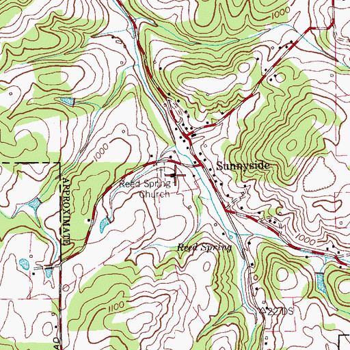 Topographic Map of Reed Spring Church, TN
