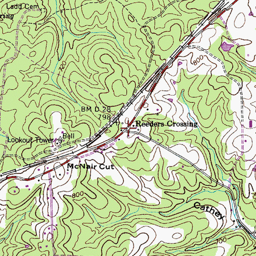 Topographic Map of Reeders Crossing, TN