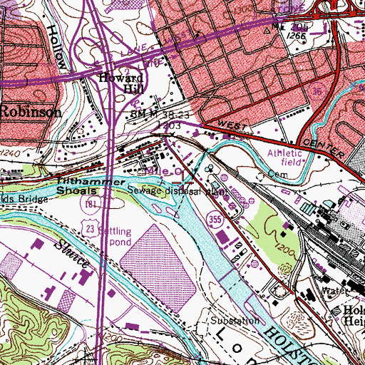 Topographic Map of Reedy Creek, TN