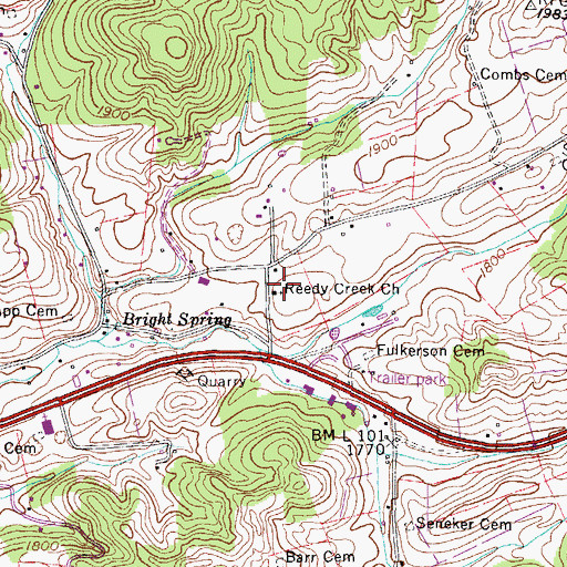 Topographic Map of Reedy Creek Church, TN