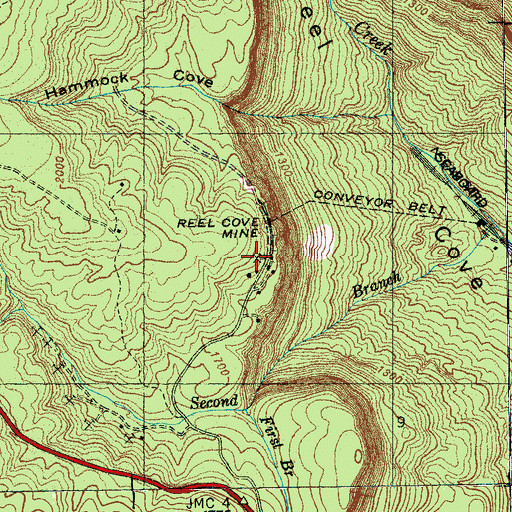 Topographic Map of Reel Cove Mine, TN