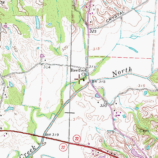 Topographic Map of Reelfoot Church, TN