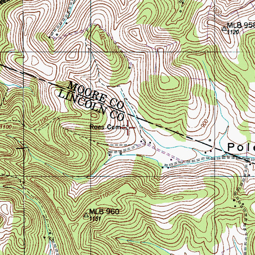 Topographic Map of Rees Cemetery, TN