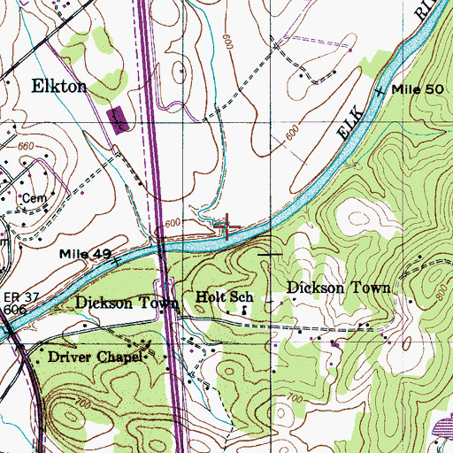 Topographic Map of Reeves Branch, TN
