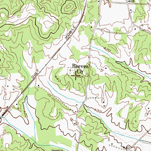 Topographic Map of Reeves Church, TN