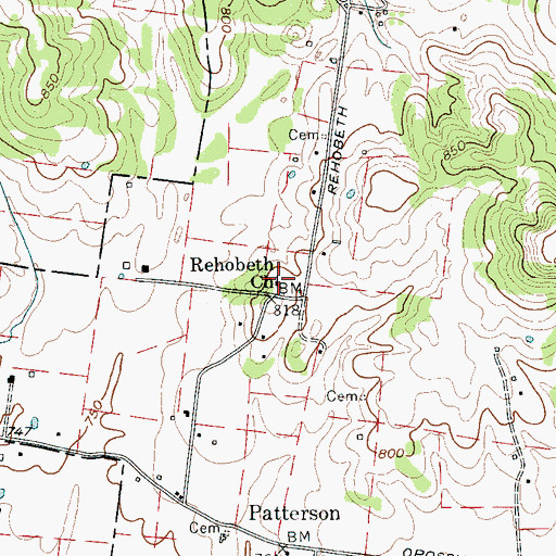 Topographic Map of Rehobeth Church, TN