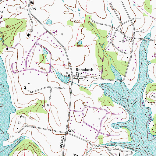 Topographic Map of Rehoboth Church, TN