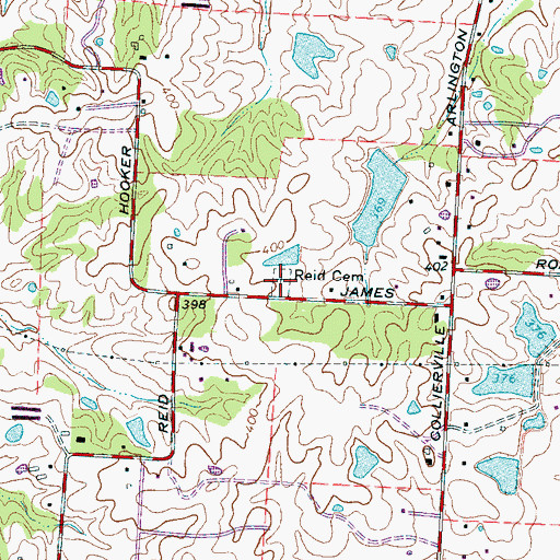 Topographic Map of Reid Cemetery, TN