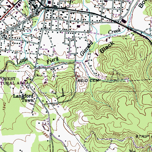 Topographic Map of Reid Cemetery, TN