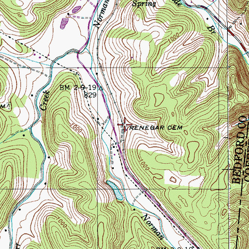 Topographic Map of Renegar Cemetery, TN