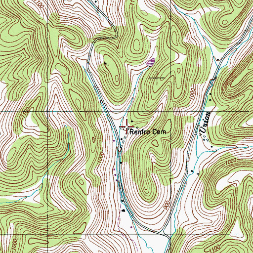 Topographic Map of Renfro Cemetery, TN